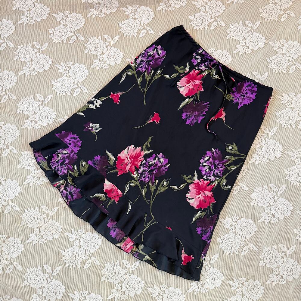 Vintage Y2K Jonathan Martin Studio Floral Ruffle Skirt Size L[/;